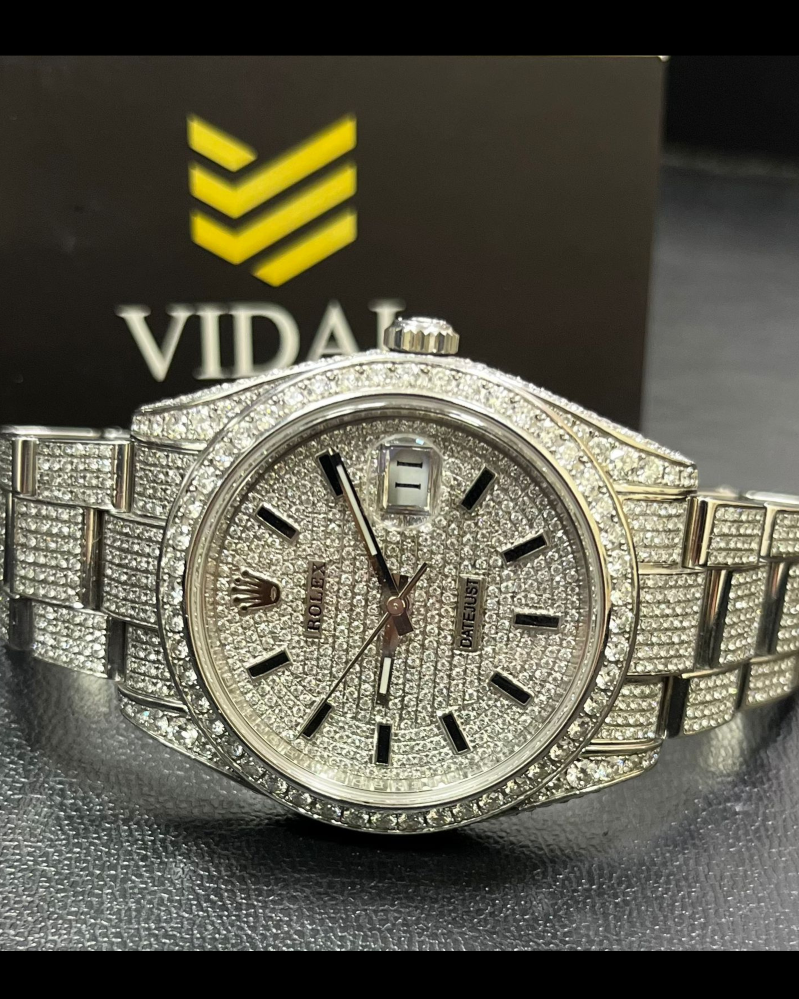 Relógio Rolex com diamantes apresentado à Vidal Joias